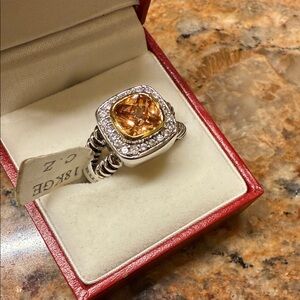 18k GE and CZ Citrine Rope Band Ring